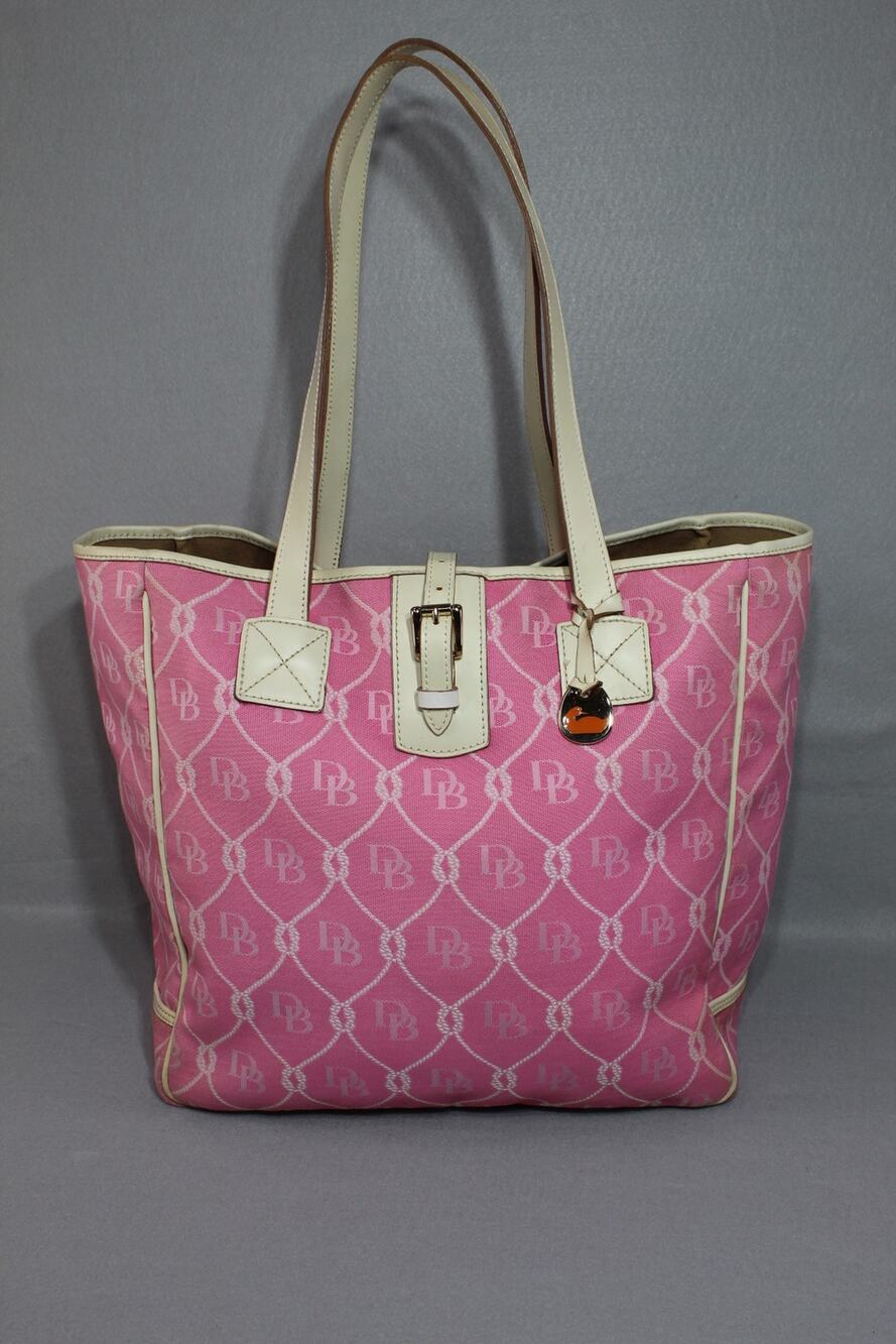 Dooney & Boorke Pink Signature Nautical Large Canvas Tote Bag Women's Made USA
